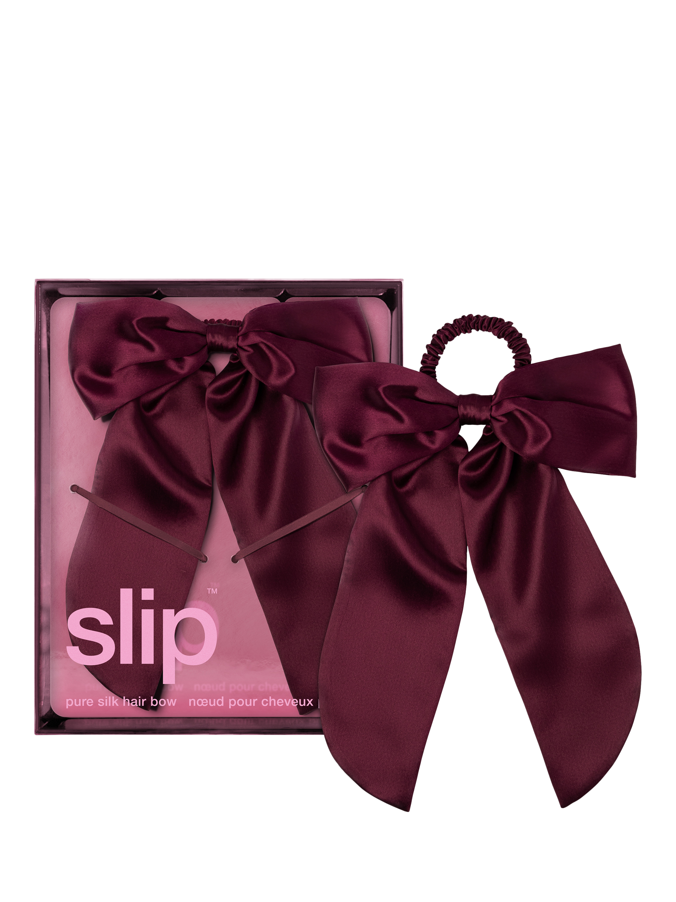 Product image 1 of 5, which shows Slip® Pure Silk Hair Bow, Crimson