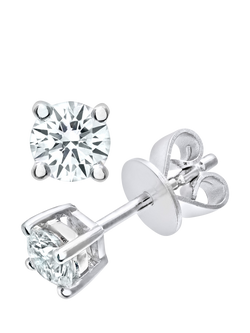 Mogul 18ct White Gold Solitaire Diamond Stud Earrings, White