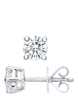 Mogul 18ct White Gold Solitaire Diamond Stud Earrings - view 2, White