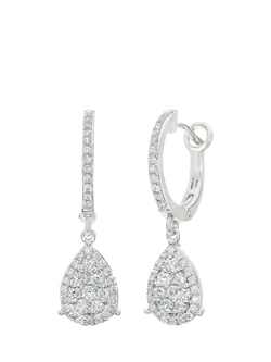 Mogul 18ct White Gold Diamond Drop Earrings, White