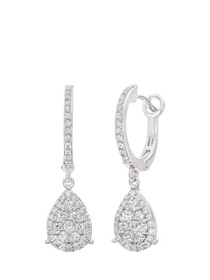 Mogul 18ct White Gold Diamond Drop Earrings, White