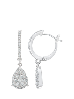 Mogul 18ct White Gold Diamond Drop Earrings - view 2, White