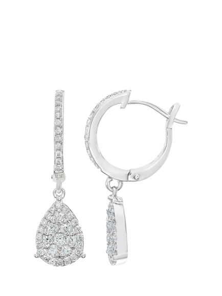 Mogul 18ct White Gold Diamond Drop Earrings - view 2, White