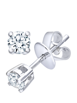 Mogul 18ct White Gold Solitaire Diamond Stud Earrings, White