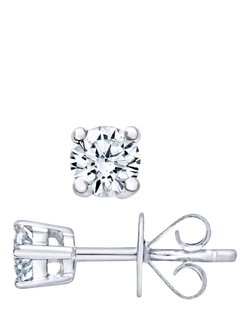 Mogul 18ct White Gold Solitaire Diamond Stud Earrings - view 2, White