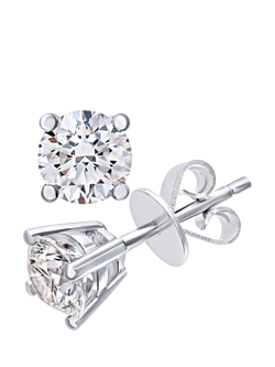 Mogul 18ct White Gold Solitaire Diamond Stud Earrings, White