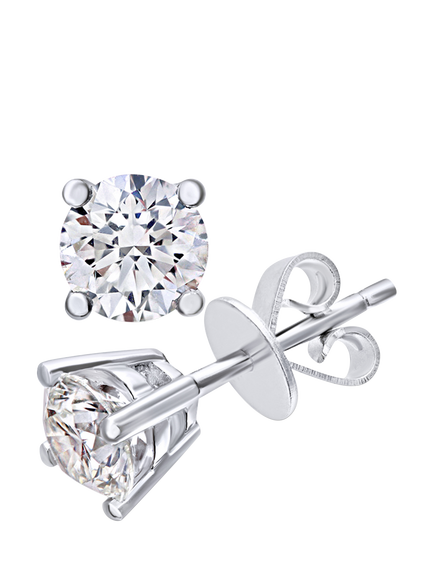 Mogul 18ct White Gold Solitaire Diamond Stud Earrings, White