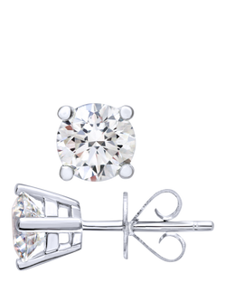 Mogul 18ct White Gold Solitaire Diamond Stud Earrings - view 2, White