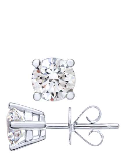 Mogul 18ct White Gold Solitaire Diamond Stud Earrings - view 2, White