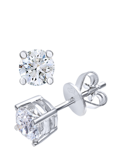 Mogul 18ct White Gold Solitaire Diamond Stud Earrings, White