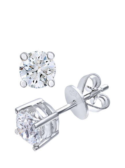 Mogul 18ct White Gold Solitaire Diamond Stud Earrings, White