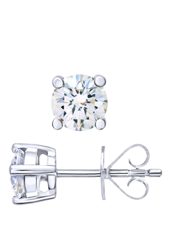 Mogul 18ct White Gold Solitaire Diamond Stud Earrings - view 2, White