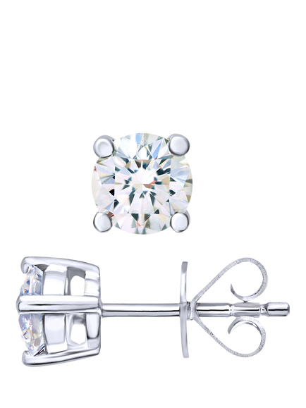 Mogul 18ct White Gold Solitaire Diamond Stud Earrings - view 2, White