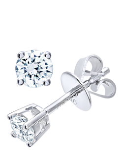 Mogul 18ct White Gold Solitaire Diamond Stud Earrings, White