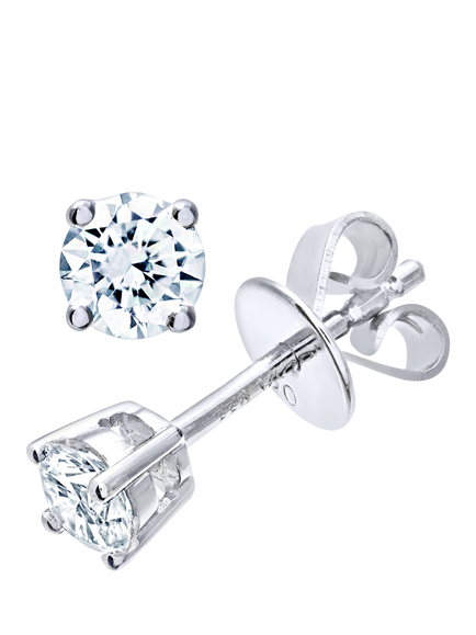 Mogul 18ct White Gold Solitaire Diamond Stud Earrings, White