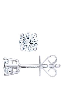 Mogul 18ct White Gold Solitaire Diamond Stud Earrings - view 2, White