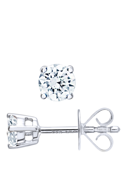 Mogul 18ct White Gold Solitaire Diamond Stud Earrings - view 2, White