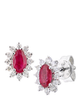 Mogul 18ct White Gold Oval Ruby and Diamond Stud Earrings