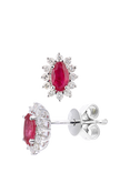 Mogul 18ct White Gold Oval Ruby and Diamond Stud Earrings