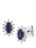 Mogul 18ct White Gold Oval Sapphire and Diamond Stud Earrings