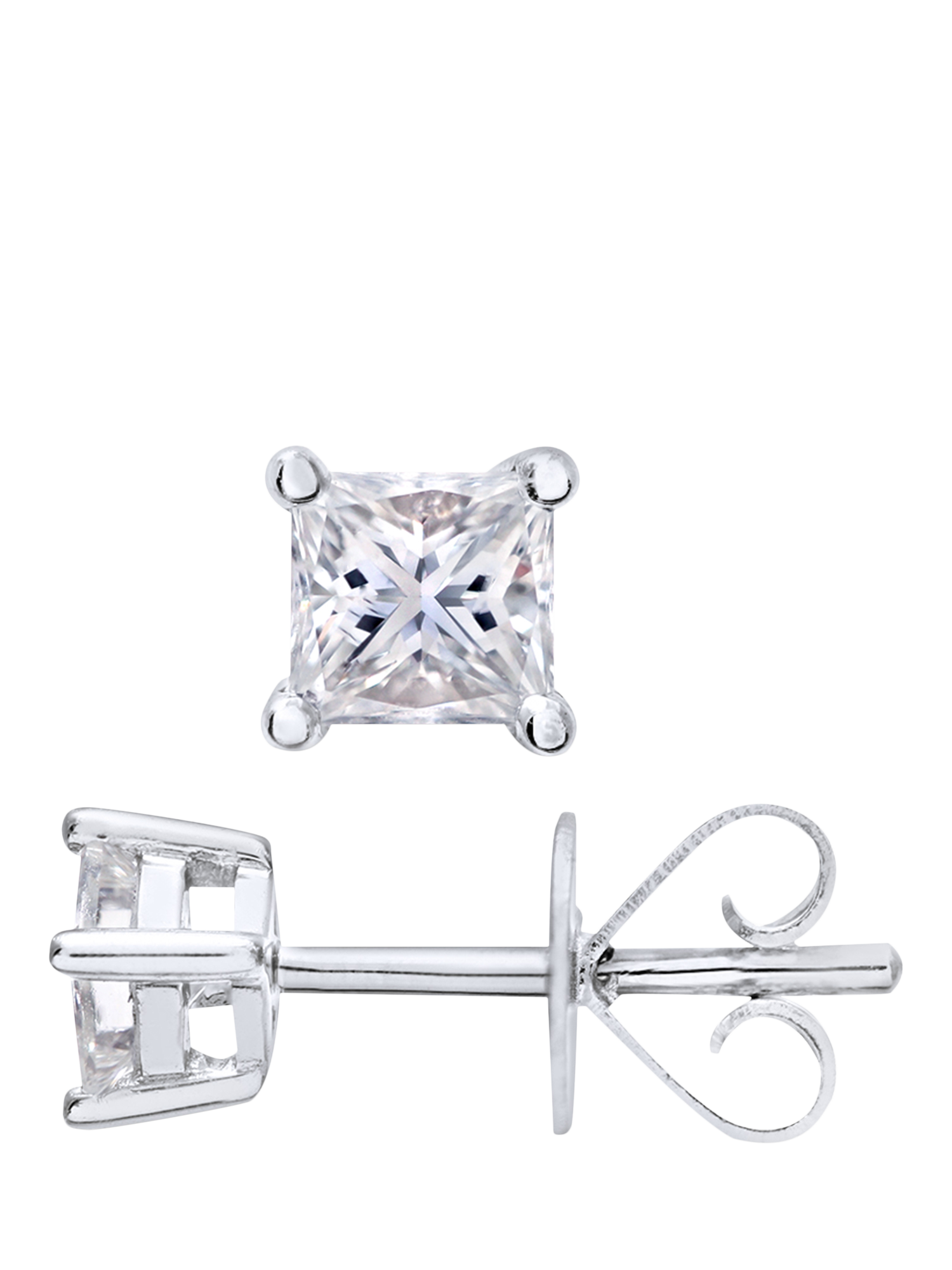 Product image 2 of 4, which shows Mogul 18ct White Gold Princess Cut Diamond Solitaire Stud Earrings. 0.33ct