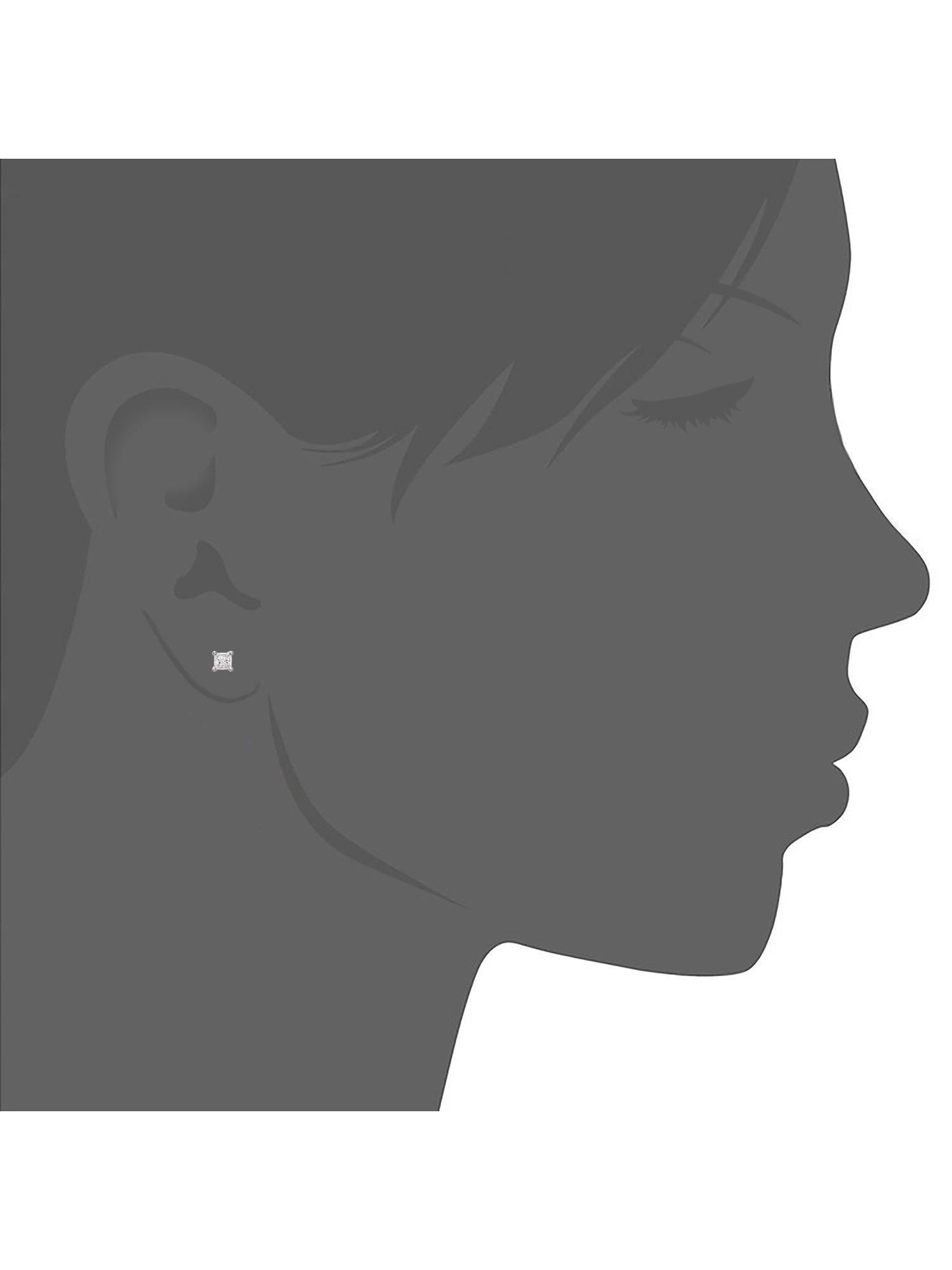 Product image 3 of 4, which shows Mogul 18ct White Gold Princess Cut Diamond Solitaire Stud Earrings. 0.33ct