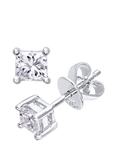 Mogul 18ct White Gold Princess Cut Diamond Solitaire Stud Earrings. 0.50ct
