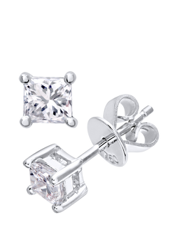 Mogul 18ct White Gold Princess Cut Diamond Solitaire Stud Earrings. 0.50ct, White