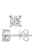 Mogul 18ct White Gold Princess Cut Diamond Solitaire Stud Earrings. 0.50ct
