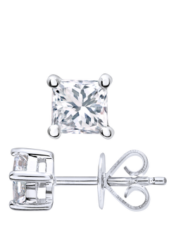 Mogul 18ct White Gold Princess Cut Diamond Solitaire Stud Earrings. 0.50ct - view 2, White