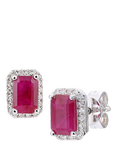 Mogul 18ct White Gold Octagon Ruby and Diamond Stud Earrings
