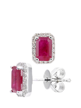 Mogul 18ct White Gold Octagon Ruby and Diamond Stud Earrings