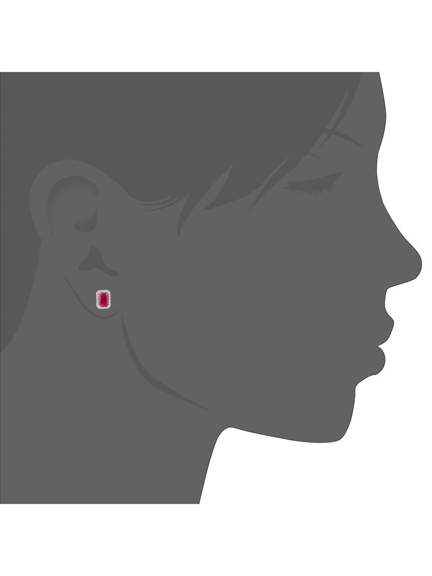Product image 3 of 4, which shows Mogul 18ct White Gold Octagon Ruby and Diamond Stud Earrings