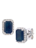 Mogul 18ct White Gold Octagon Sapphire and Diamond Stud Earrings