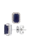 Mogul 18ct White Gold Octagon Sapphire and Diamond Stud Earrings