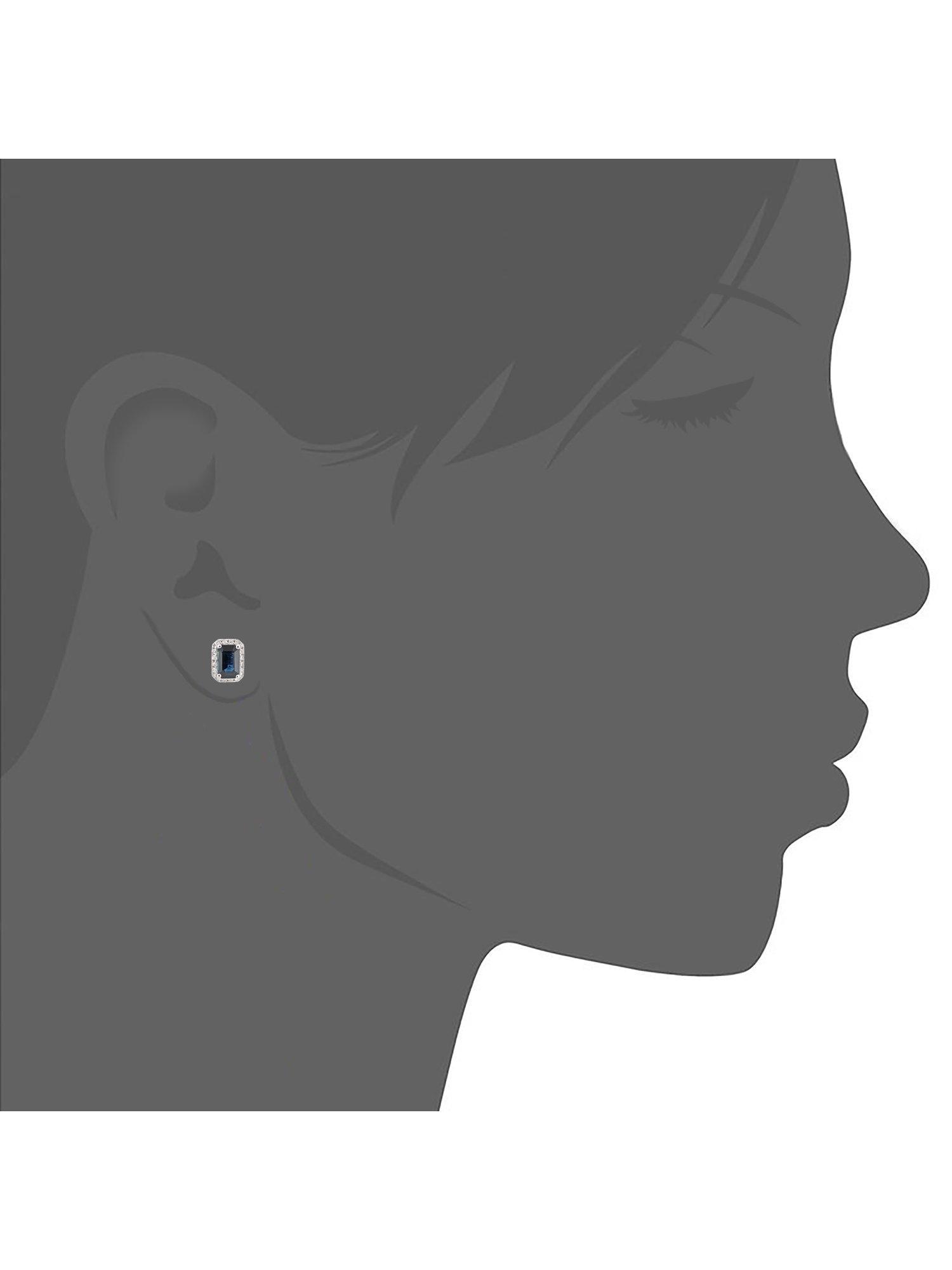 Product image 3 of 4, which shows Mogul 18ct White Gold Octagon Sapphire and Diamond Stud Earrings