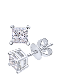 Mogul 18ct White Gold Princess Diamond Stud Earrings, White