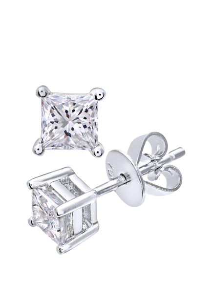 Mogul 18ct White Gold Princess Diamond Stud Earrings, White