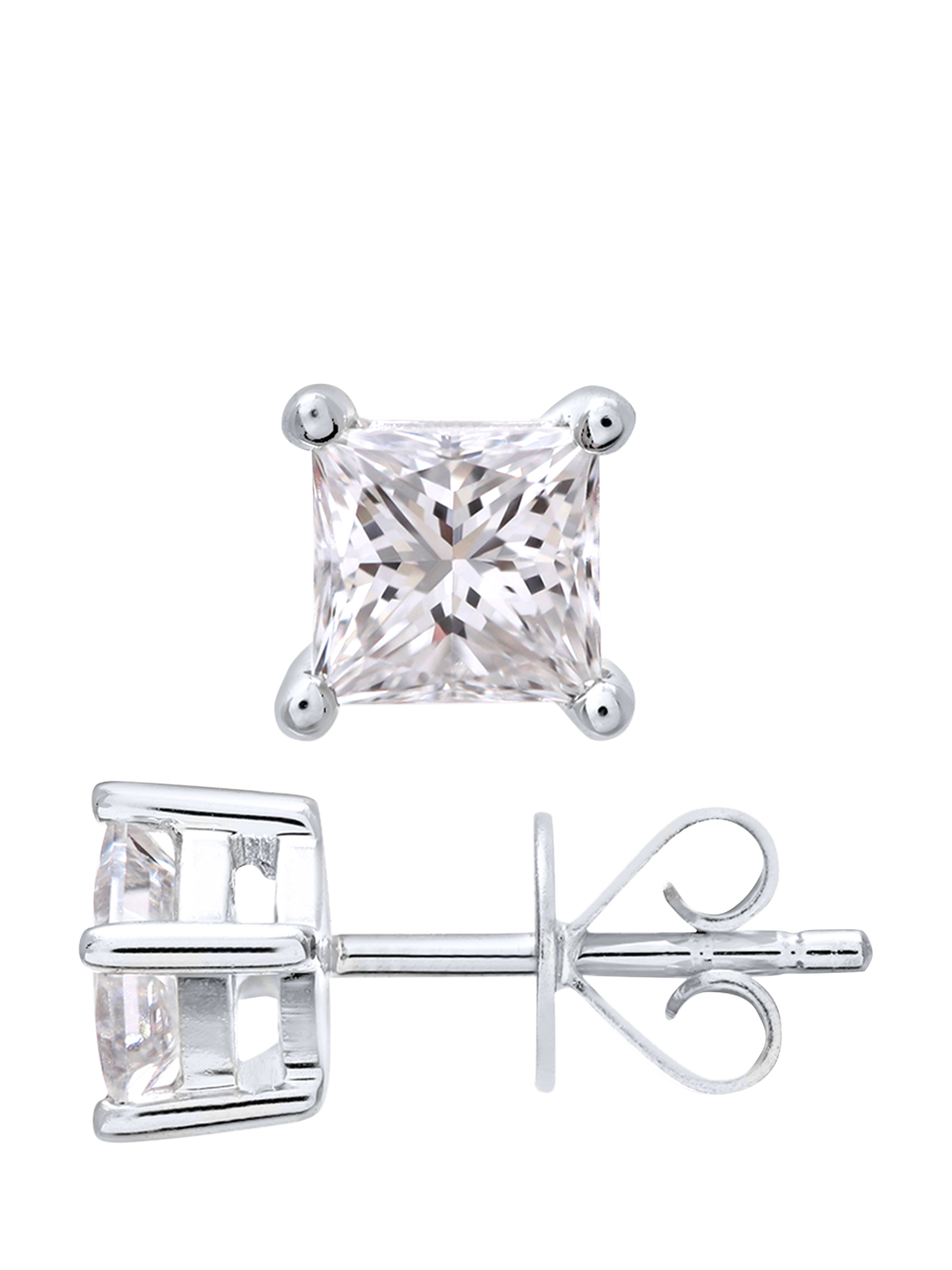 Product image 2 of 4, which shows Mogul 18ct White Gold Princess Diamond Stud Earrings