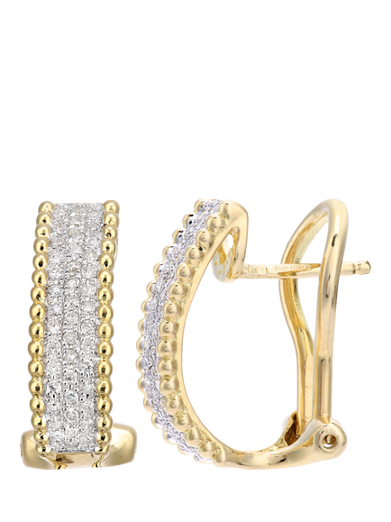 Mogul 18ct Yellow Gold Pavé Diamond Hoop Earrings - view 2, Gold