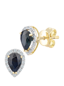 Mogul 18ct Yellow Gold Pear-Shaped Sapphire and Diamond Stud Earrings, Gold