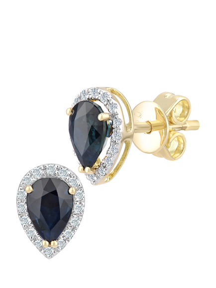 Mogul 18ct Yellow Gold Pear-Shaped Sapphire and Diamond Stud Earrings, Gold