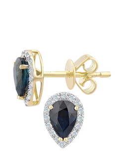Mogul 18ct Yellow Gold Pear-Shaped Sapphire and Diamond Stud Earrings - view 2, Gold