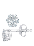 Mogul 9ct White Gold Cluster Diamond Stud Earrings