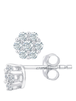 Mogul 9ct White Gold Cluster Diamond Stud Earrings - view 2, White