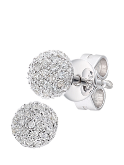 Mogul 9ct White Gold Cluster Diamond Stud Earrings, White