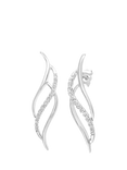 Mogul 9ct White Gold Twist Diamond Drop Earrings
