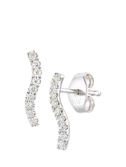 Mogul 9ct White Gold Diamond Drop Earrings, White