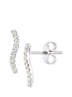 Mogul 9ct White Gold Diamond Drop Earrings - view 2, White