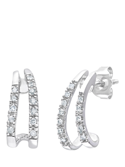 Mogul 9ct White Gold Diamond Huggie Earrings, White
